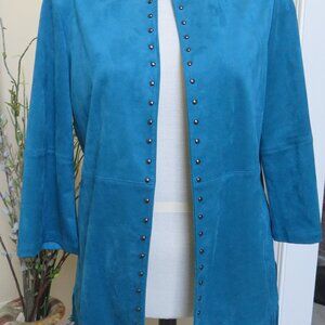 Blue suede cardigan blazer NWT  size 8